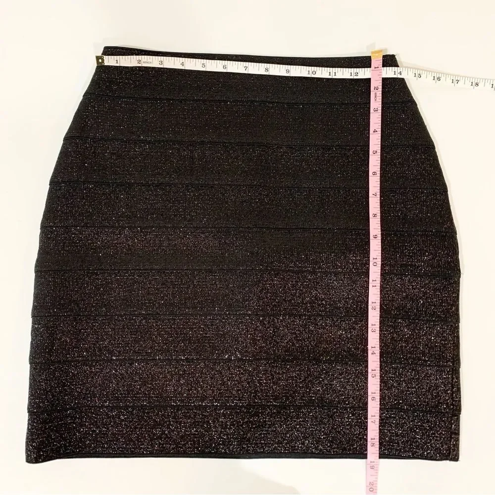 NWOT Express Black Shimmer Metallic Bandage Skirt Medium